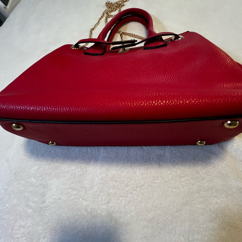 ❤️ GALIAN New York Red Satchel Bag w/ Gold Chain Strap NWT - Picture 7 of 13